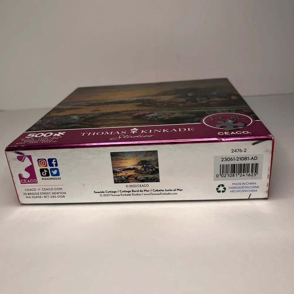 Thomas Kinkade Studios Art Seaside‎ Cottage 500 PC Foil Puzzle New